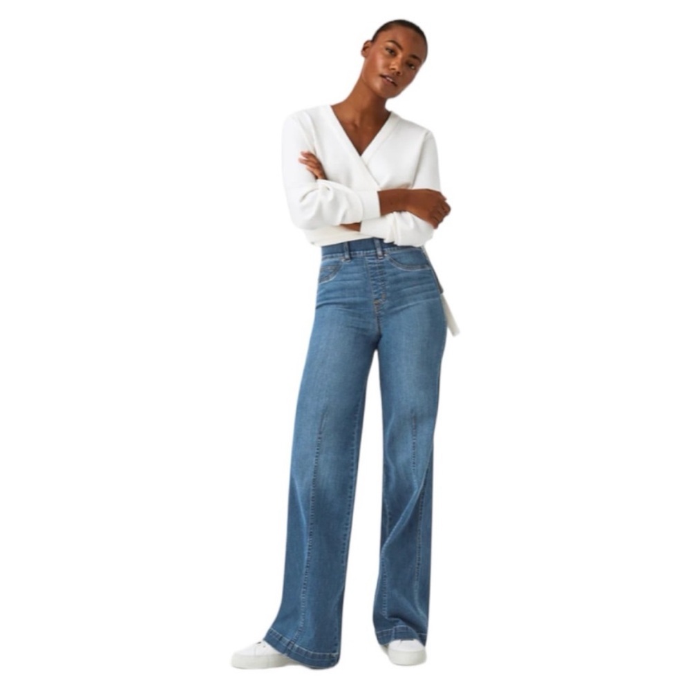 SPANX Seamed Front Wide Leg Jeans Size Medium
